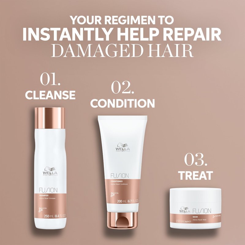 Wella Professionals Fusion Intense Repair Shampoo + Conditioner Set, For Damaged Hair, Hair Repair, Anti Breakage