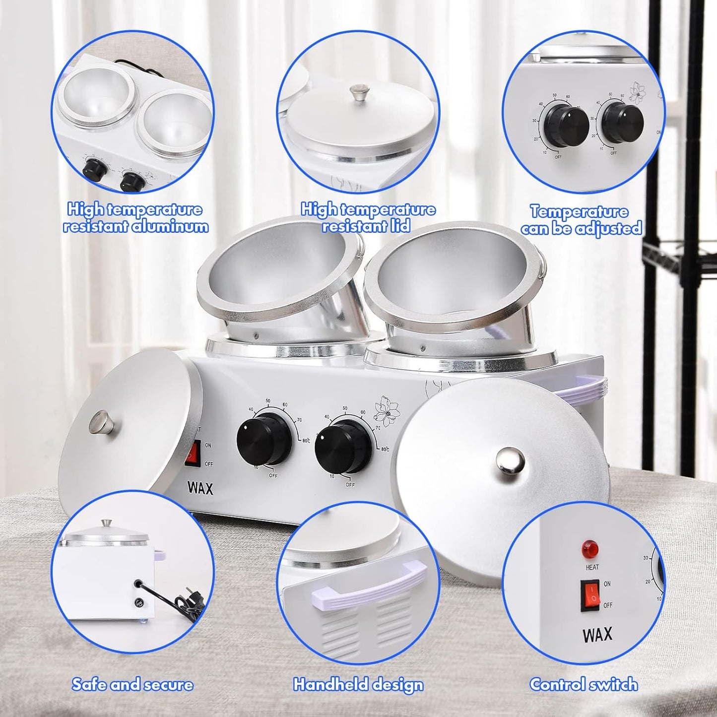 Portable Waxing Kit - Dual Pot Wax Warmer Machine for Smooth Hair Removal | Ideal for Home Use