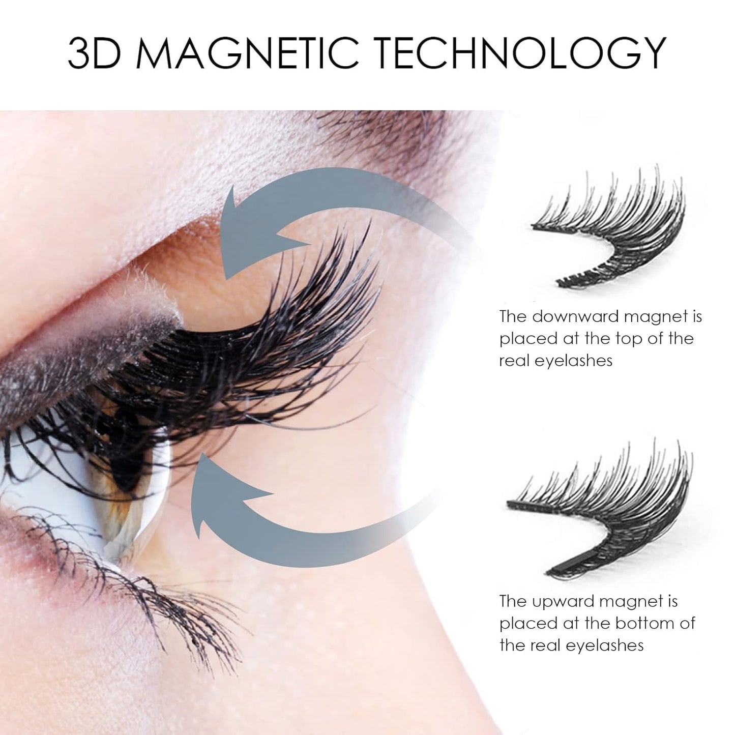 Magnetic Eyelashes - Reusable 3D Natural Look | No Glue, Waterproof, Lightweight - 4 Count Set