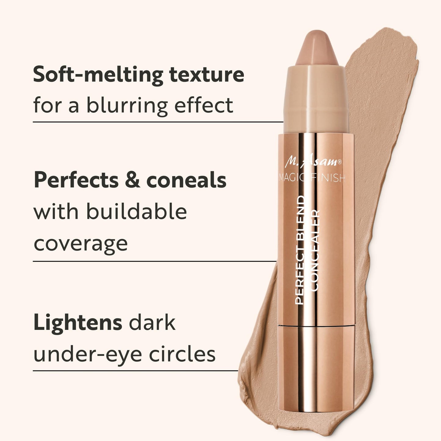 M. Asam MAGIC FINISH Perfect Blend Concealer Ivory (3g) – Long-Lasting Concealer Stick, Under Eye Brightener, Liquid-Glide Texture, Natural Look & Coverage, Face Makeup For All Skin Types