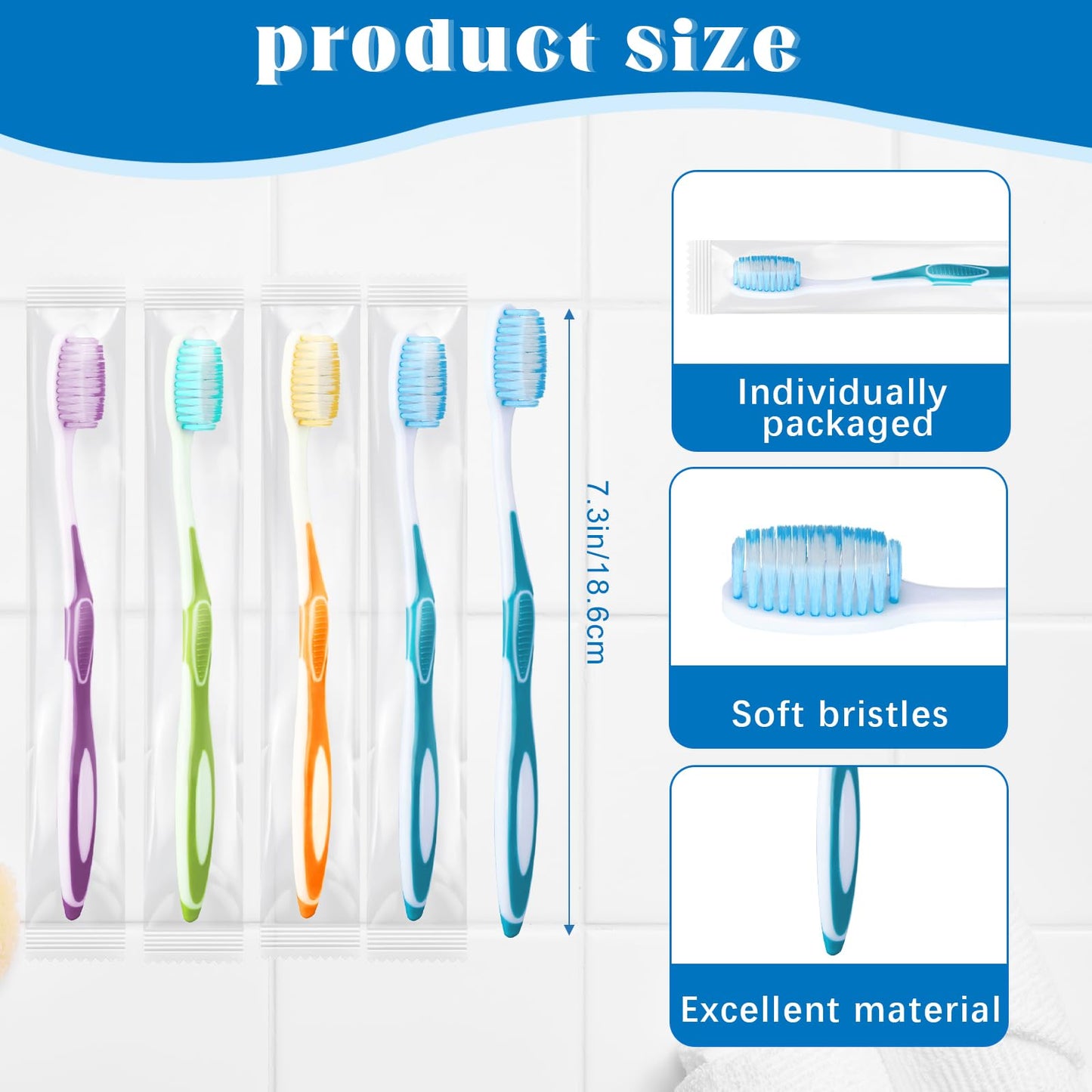 Maxcheck 200 Pack Colorful Prepasted Disposable Toothbrushes Bulk Individually Wrapped Toothbrushes with Toothpaste for Travel Hotel Donation Homeless Gift (Blue,Orange,Green,Purple)