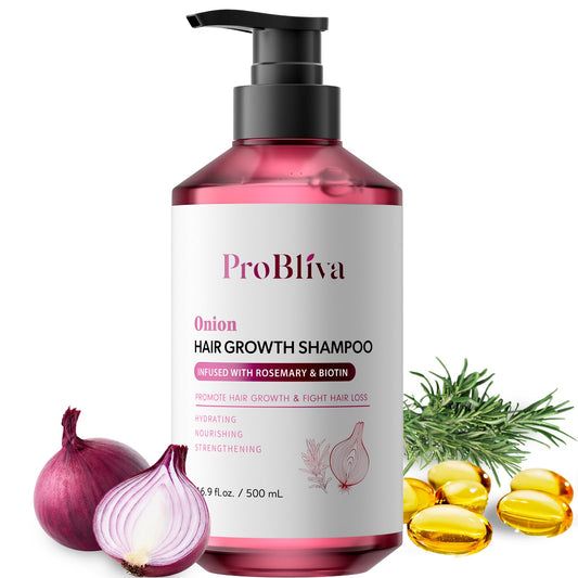 ProBliva Onion Shampoo for Hair Growth: Onion Hydrosol Shampoo with Biotin and Rosemary for Hair Loss and Thinning Hair - Promotes Healthier, Thicker and Stronger Hair for Women and Men