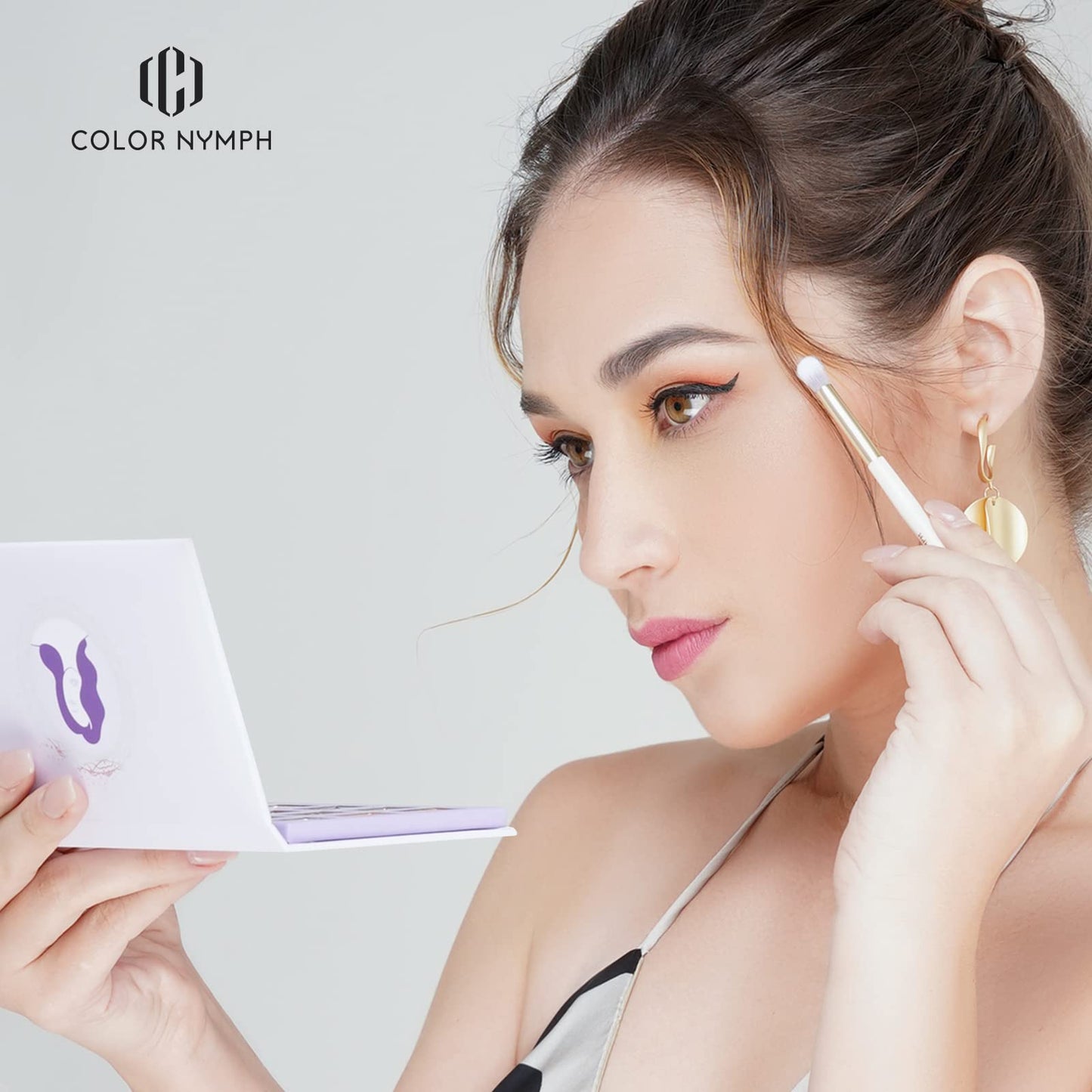 Color Nymph Makeup Gift Set For Teens, Full Kit With Make Up Kits Beginner Makeup Sets with Paper Exquisite Purple Cosmetics Box 2 Eyeshadow Palettes, Mascara, Lipstick, Lipgloss Makeup Set Brushes