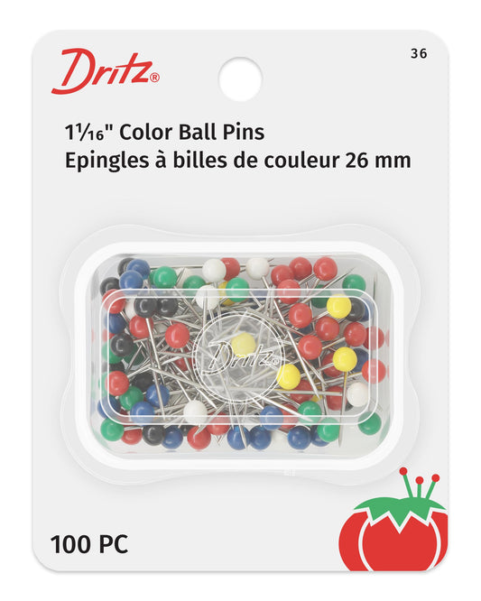 Dritz 36 Color Ball Pins, 1-1/16-Inch (100-Count)