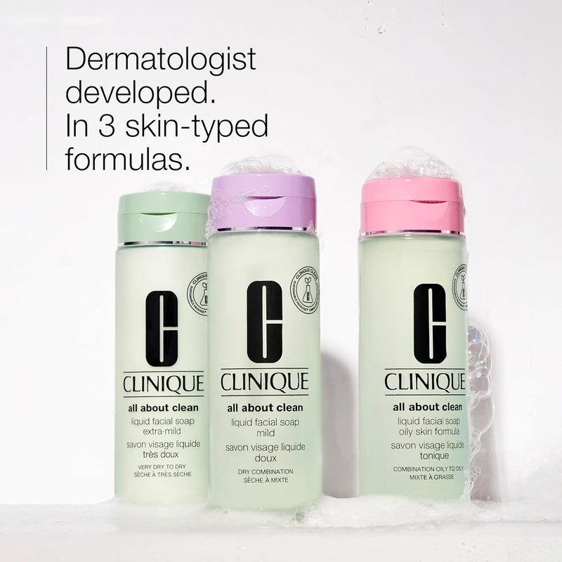 Clinique 3-Step All About Clean Face Care Set - Liquid Soap, Exfoliator & Lotion for Very Dry Skin