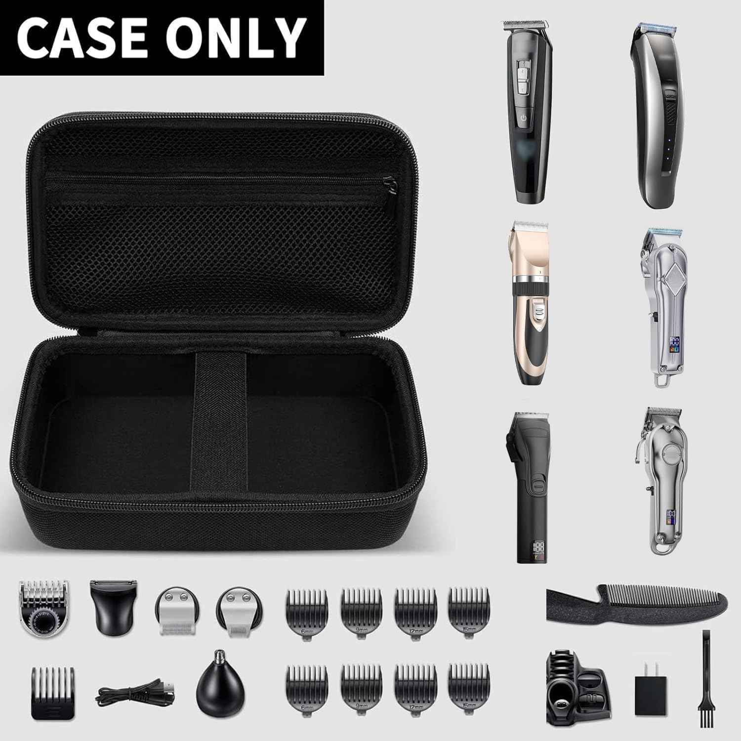 Case for Hatteker/for oneisall/for Ufree/for Novah Hair Clipper, Beard Trimmer Organizer Storage for Men Hair Cutting Kit Precision Shaver, with Inner Net Bag for Grooming Kit (Case Only)