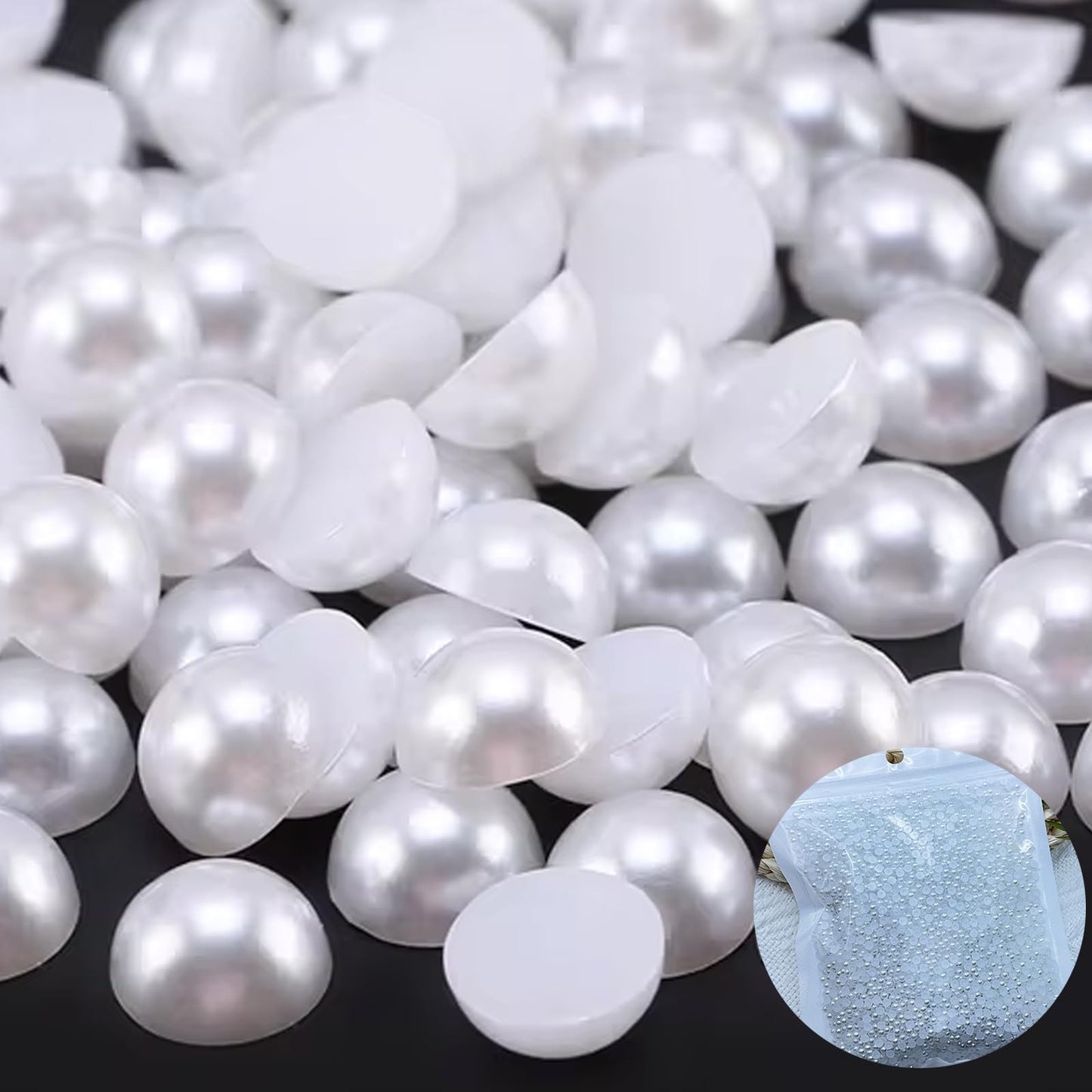 10000PCS 2mm Nail Art Flatback Half Round Tiny Pearls White Flatback Pearls for Nails Face Body Make Up Crafts Small Half Pearls Rhinestones for Home DIY Nails Shoes Salon Use