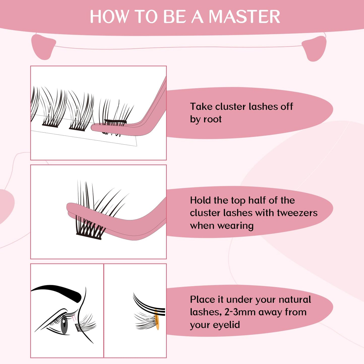 PRO Self Adhesive Eyelashes Kit Press On Lashes 120pcs Lash Clusters Lash Fixative Lash Remover Lash Applicator Eyelash Extension Kit Easy To Apply At Home Lash Extension Kit (Begonia,D-10-18mix Kit)
