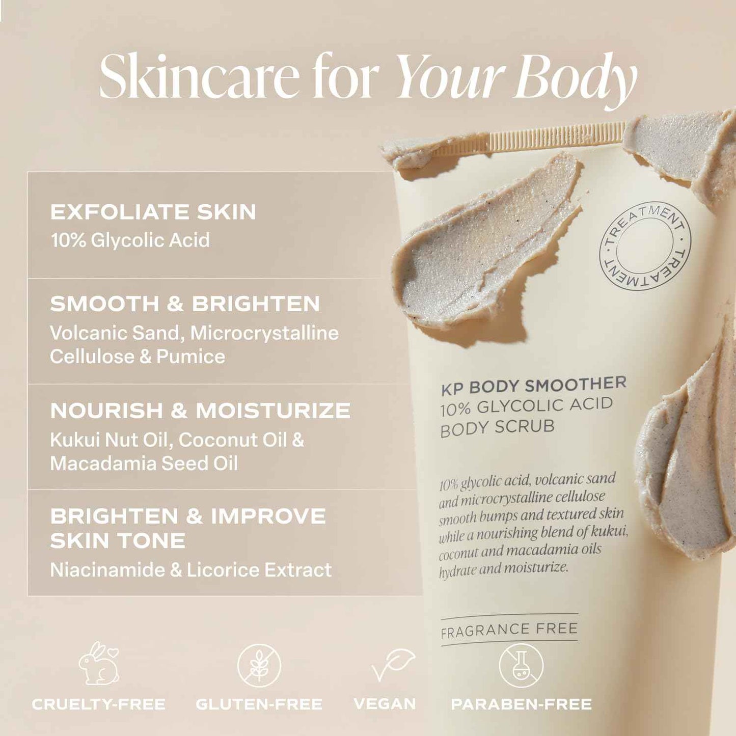 Saltair KP Body Scrub. 10% Glycolic Acid Treatment with Volcanic Sand and Plant Moisturizers. Fragrance-Free Physical Chemical Exfoliator. Exfoliating Body Scrubber for Rough Bumpy Skin, 10oz.