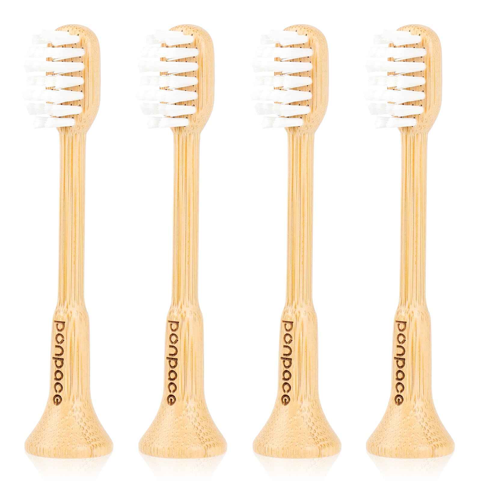PONPACE Bamboo Toothbrush Heads Compatible with 7AM2M, Extra Soft Castor-Oil Bristles for Sensitive Teeth, Eco-Friendly & Gentle Cleaning