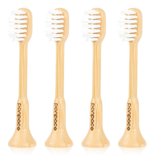 PONPACE Bamboo Toothbrush Heads Compatible with 7AM2M, Extra Soft Castor-Oil Bristles for Sensitive Teeth, Eco-Friendly & Gentle Cleaning