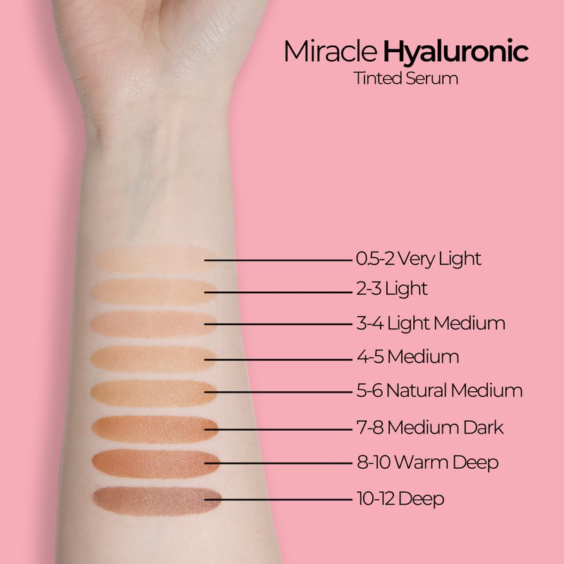 MCoBeauty Miracle Hyaluronic Tinted Serum 3-4 Light Medium - Hydrating Skin Tint Foundation with Hyaluronic Acid Ginseng - Buildable Sheer to Medium Coverage Dewy Finish - Vegan Cruelty Free Makeup