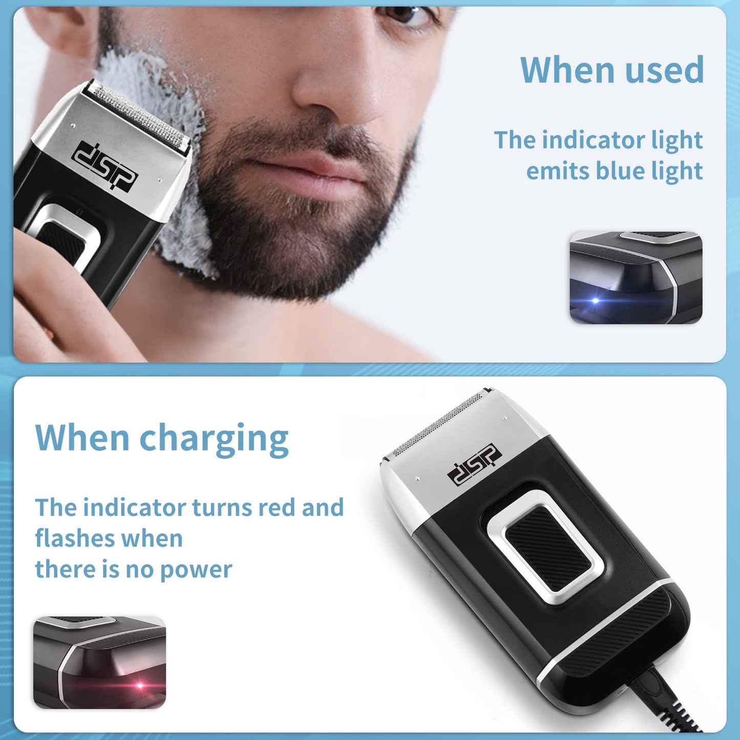 DSP® Bald Head Shaver for Men Bald Shaver for Men Waterproof Razor for Shaving Electric Cordless Rechargeable Black