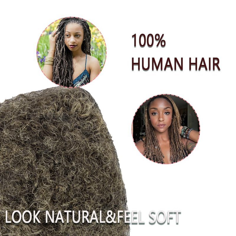 Afro Kinky Bulk Human Hair For Dreadlock Extensions Repair Locs,Twist Braiding, 100% Human Braiding Hair ，30Grams each bundles Total (#1B#grey 3pc) 8 Inch