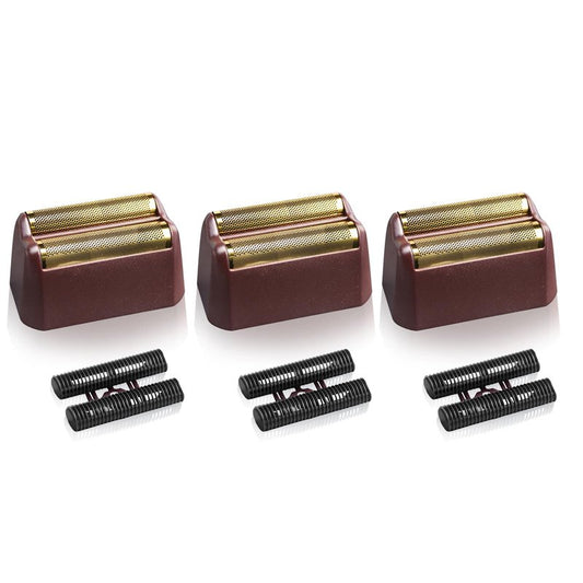 3 Pack Professional 5 Star Series Finale Shaver Replacement Foil and Cutter Bar Assembly Compatible with wahl Shaver Foil 7031-100, 7043-100 Super Close Shaving Replacement Heads，Red