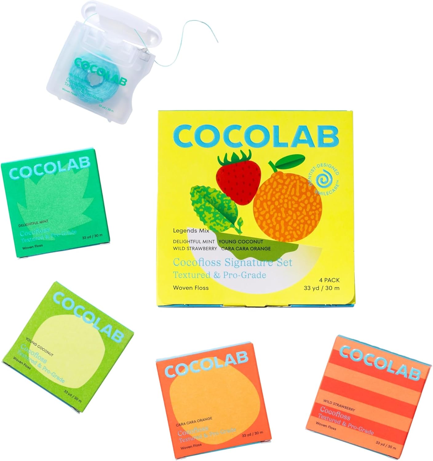 Cocofloss Expanding Woven Dental Floss - Coconut Oil Infused, Vegan, 4 Pack | Daily Oral Care for Adults & Kids