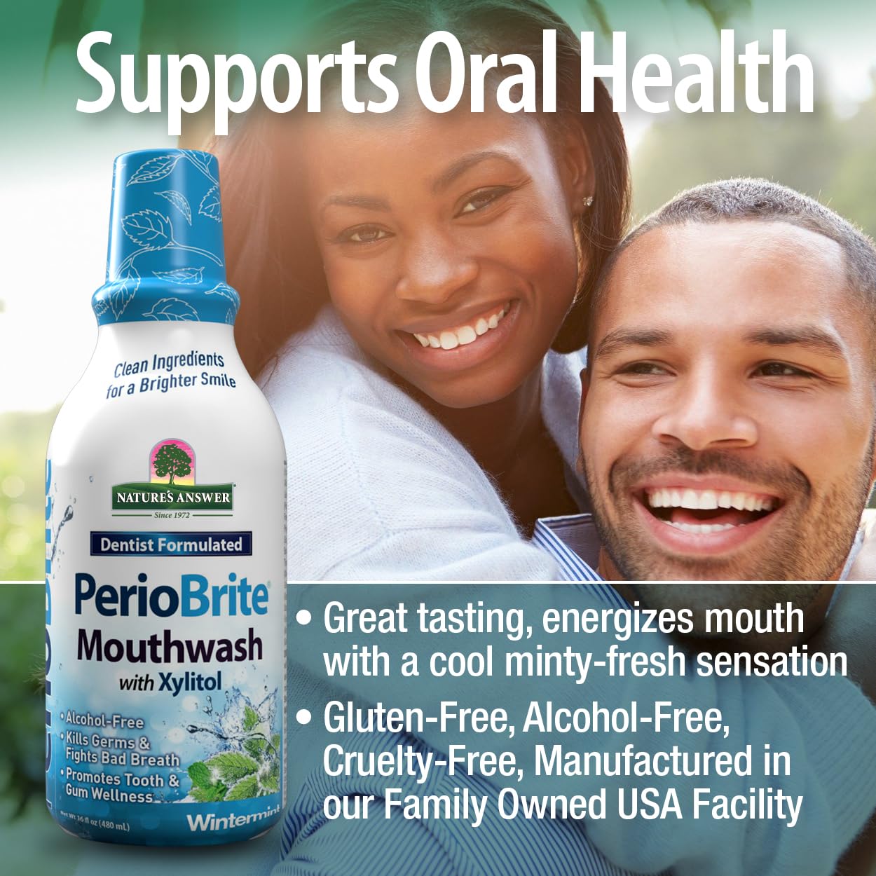 Nature's Answer Periobrite Alcohol-Free Mouthwash, Wintermint, 16 Ounce, 2 Count