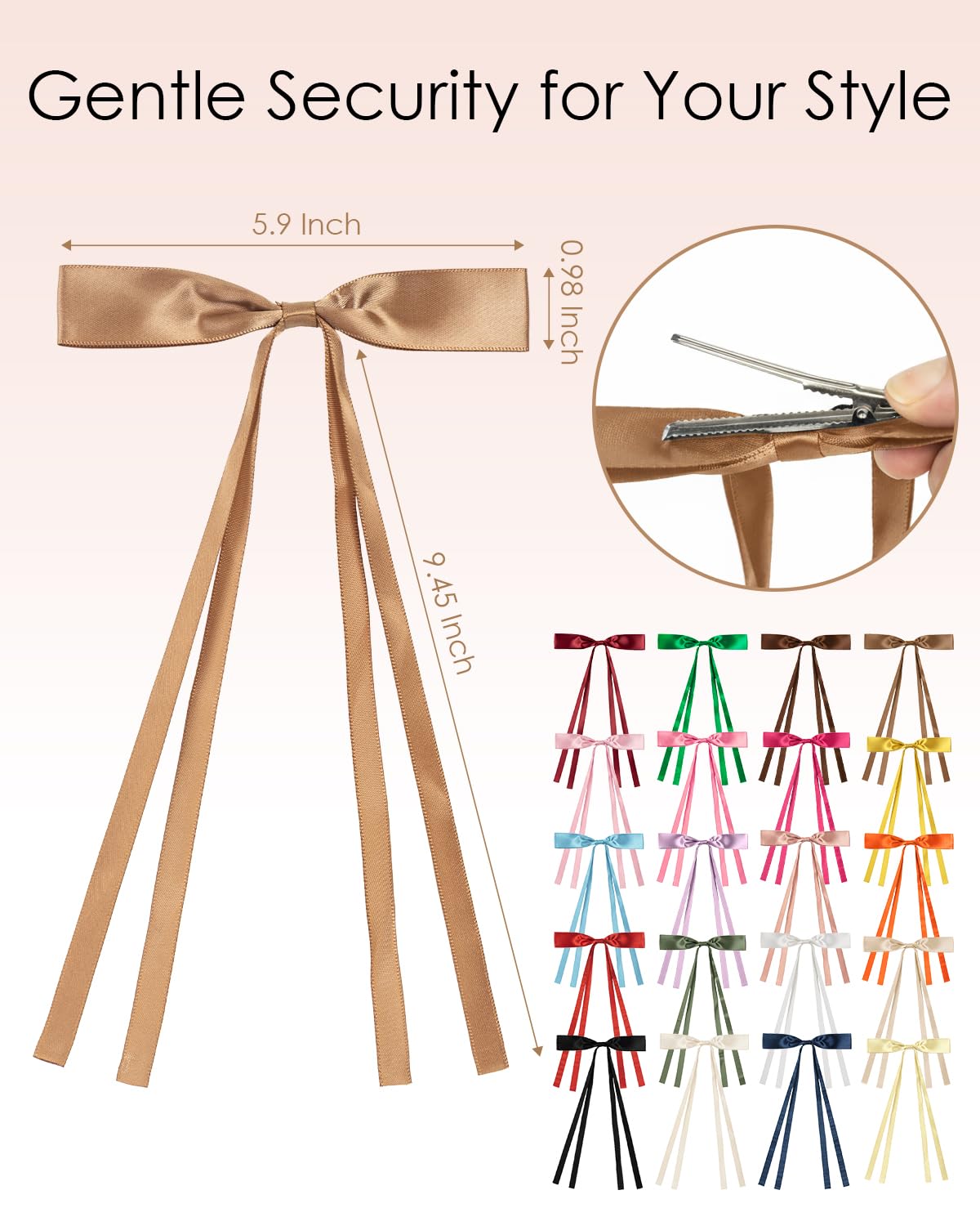 Baemin 60 Pcs Hair Bows for Girls Women, Hair Clips, Long-Tail Ribbons, Loose Pack, Hair Decoration Accessories