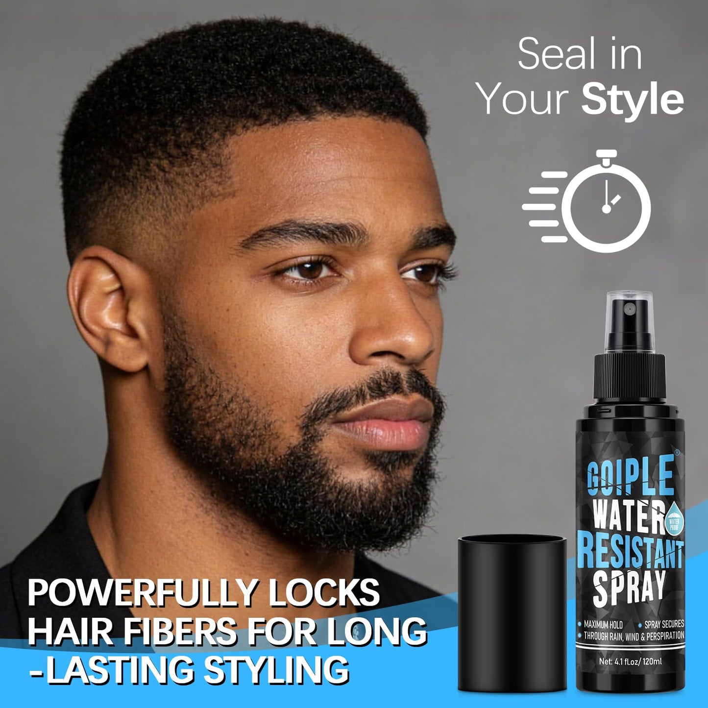 Hair Fiber Water Resistant Spray for Men, Hair Fiber Holding Sprays for Black Hairs Extra Hold | Barber Enhancement Spray for Mens Hair & Beard, Waterproof Hairline Enhancer & Volumizing Sprays