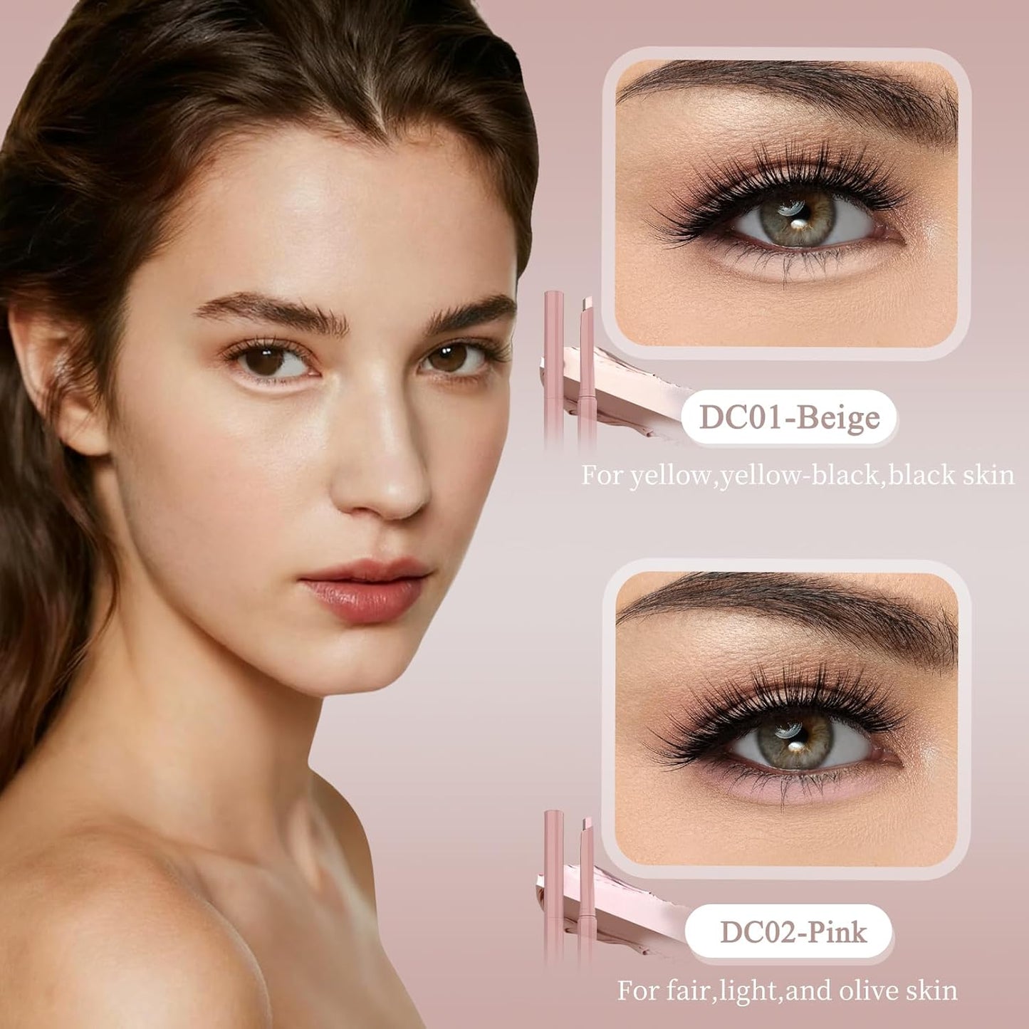 Under Eye Highlighter Stick - 2PCS Waterproof & Smudge-Proof Brightener Pencil | Beige