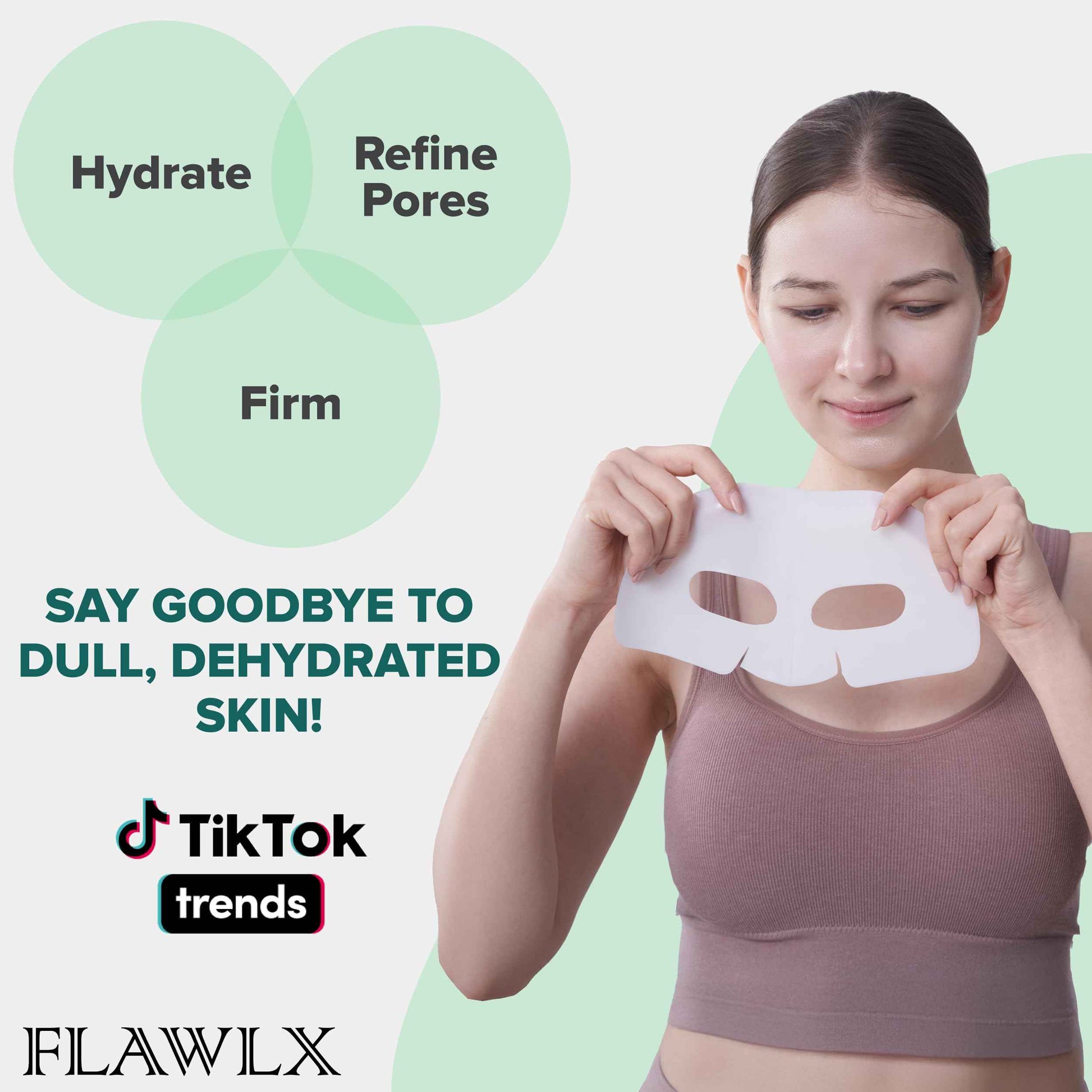 Flawlx Bio-Collagen Real Deep Face Mask, Hydrating Overnight Hydrogel Mask, Pore Minimizing, Elasticity Boosting, With Natural Ingredients, Facial Mask 45g (5-Pack)