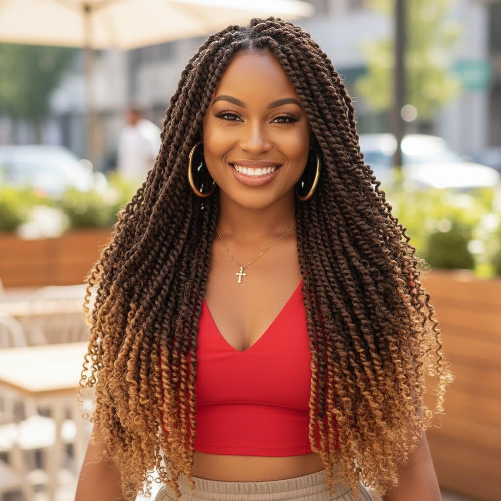 Fulcrum Passion Twist Crochet Hair 18 Inch, 8 Packs Pre Looped Passion Twist Hair, Pre-Twisted Passion Twist Crochet Hair For Black Women (18Inch (Pack of 8), T27#)
