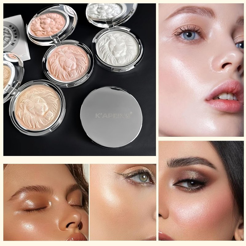 K'APEINE Highlighter Makeup Palette - Pearl Shimmer & Glitter Finish | Smooth Baked Highlighter Kit