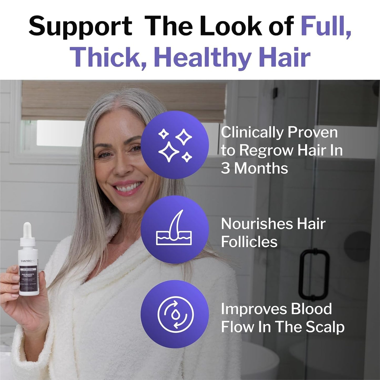 Shapiro MD Hair Growth Experts Womens Hair Regrowth Travel Kit: Leave-In Foamer, 2% Minoxidil. Experience Healthier, Fuller and Thicker looking Hair