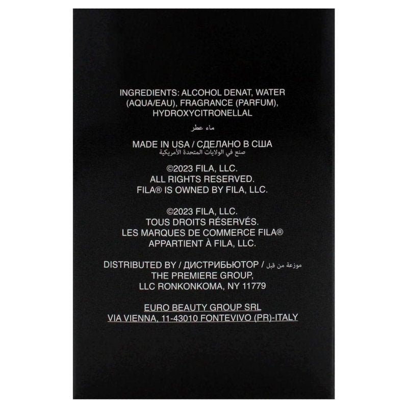 Fila Men's Black EDT Spray - 7.5 ml Mini Fragrance | Fresh & Invigorating Scent