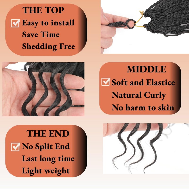 pojui 18 Inch Ocean Wave Crochet Hair 8 Packs - Synthetic Pre-Looped Deep Wavy Curly Braiding Hair for Black Women, Boho Style Hair Extensions (18inch,1B - 8 Packs)