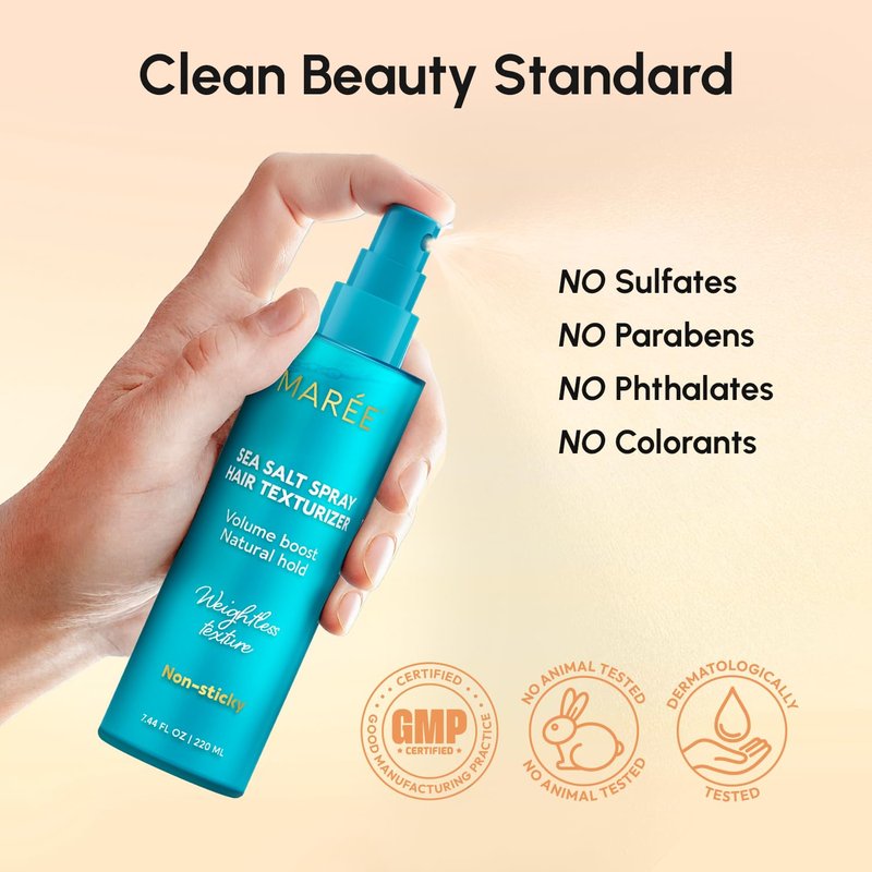 MAREE Texture Spray for Hair Women – Sea Salt Spray with Keratin, Vitamin B5 & Plant Proteins Hairspray – Flexible Hold Non-Sticky Texturizing Spray – Sea Salt Hair Spray Natural Volume & Beach Waves