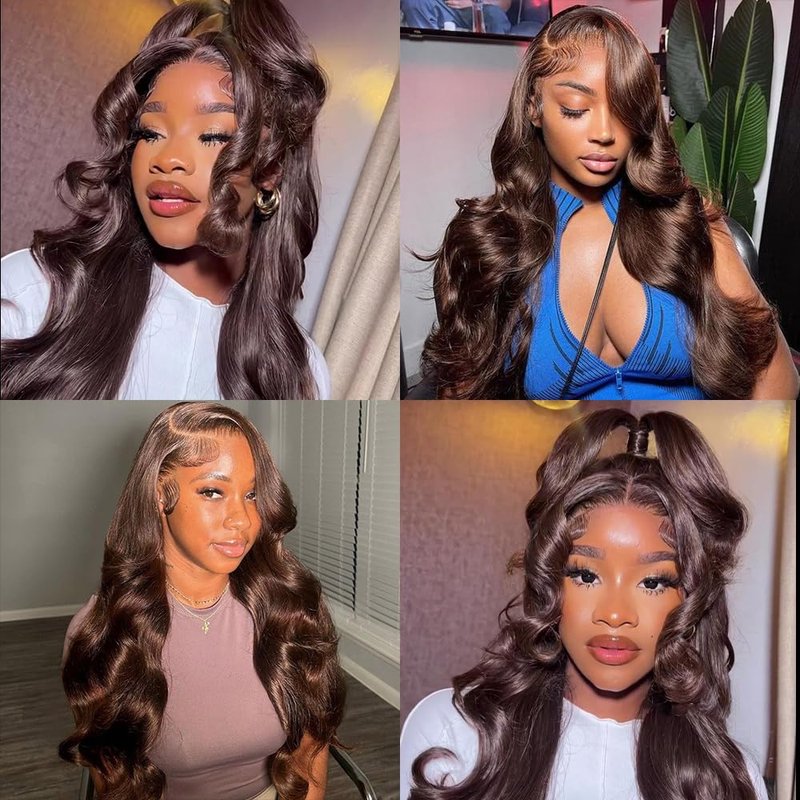 ALLRUN 18 Inch Brown Human Hair Bundle Body Wave 1 Pc - 100% Unprocessed Brazilian Virgin Hair Extensions Chocolate Brown Bundles Human Hair 4# Color (12A)