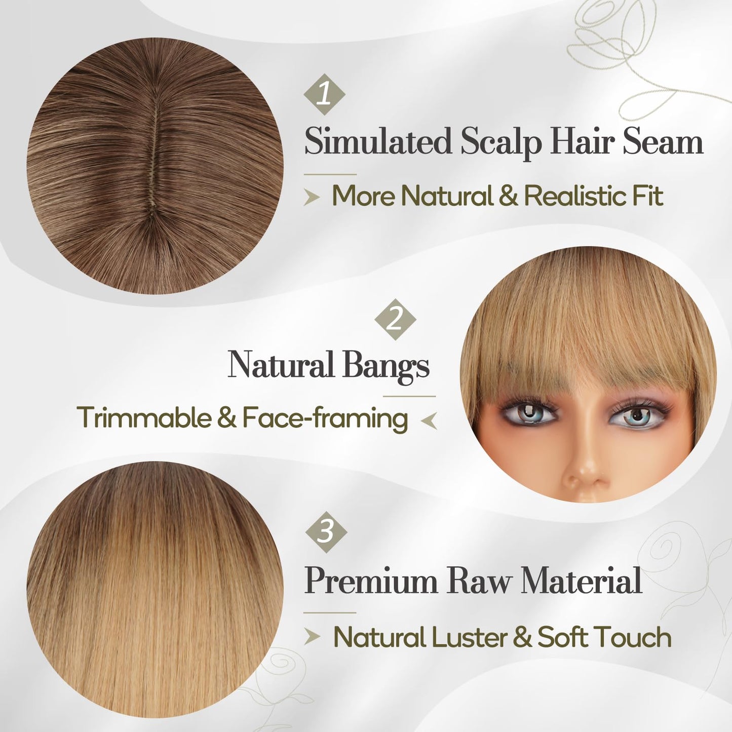 BARSDAR Short Bob Wig with Bangs - Short Blonde Ombre Bob Wigs with Bangs for Women - 12 Inch Chin-Length Blonde Wig with Dark Roots Natural Looking Soft Synthetic Hair Replacement Daily Halloween