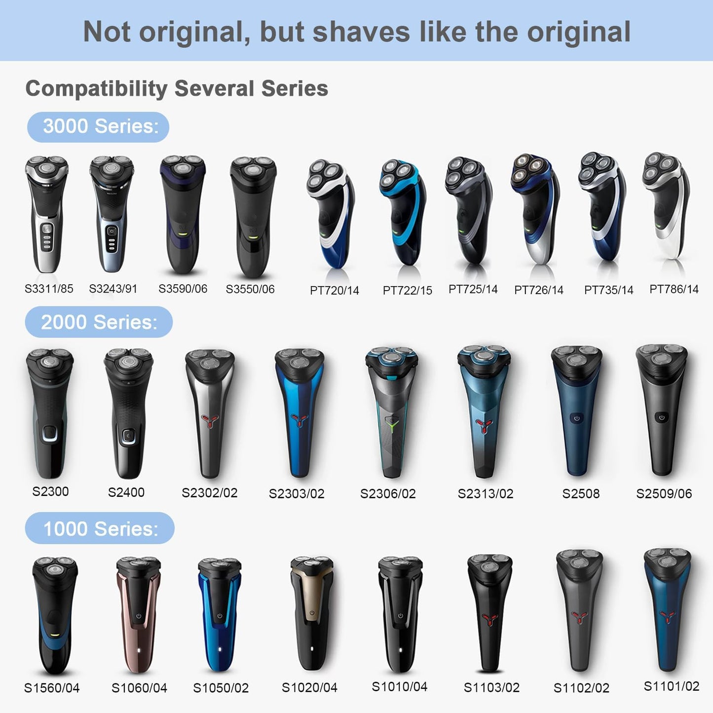 SH30 Replacement Heads Compatible with Philips Shavers Series 1000, 2000 And 3000, Replacement Blades for Norelco 3000 with 6pcs Blades And 1pcs Retaining Ring