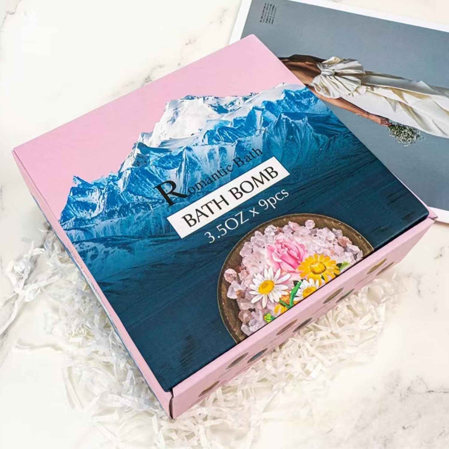 Bath Bomb Gift Set 9 - Valentine's Day Gift for Ladies, Relaxation Essentials, Bath Bomb, Immersion in Himalayan Sea Salt