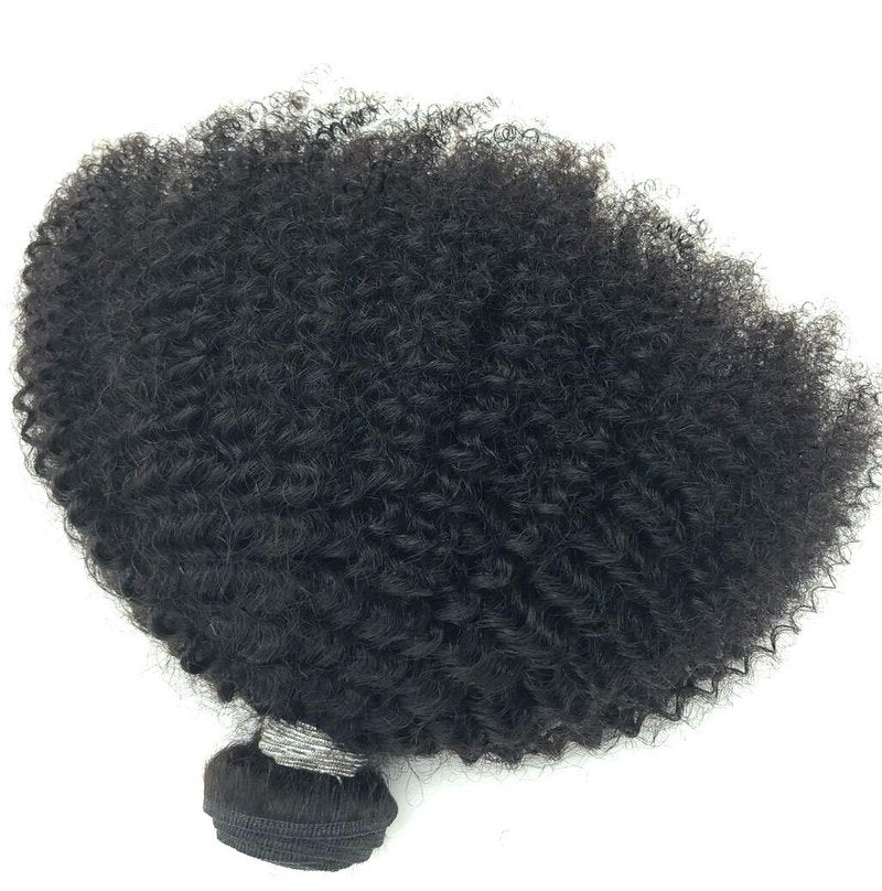4b4c100% Unprocessed Afro Curly Human Hair Bundles 10A Brazilian Virgin Human Hair 1 Bundle 20 Inch Afro Curly Weave Hair Extensions Natural Black Color for African American Women (20inch)