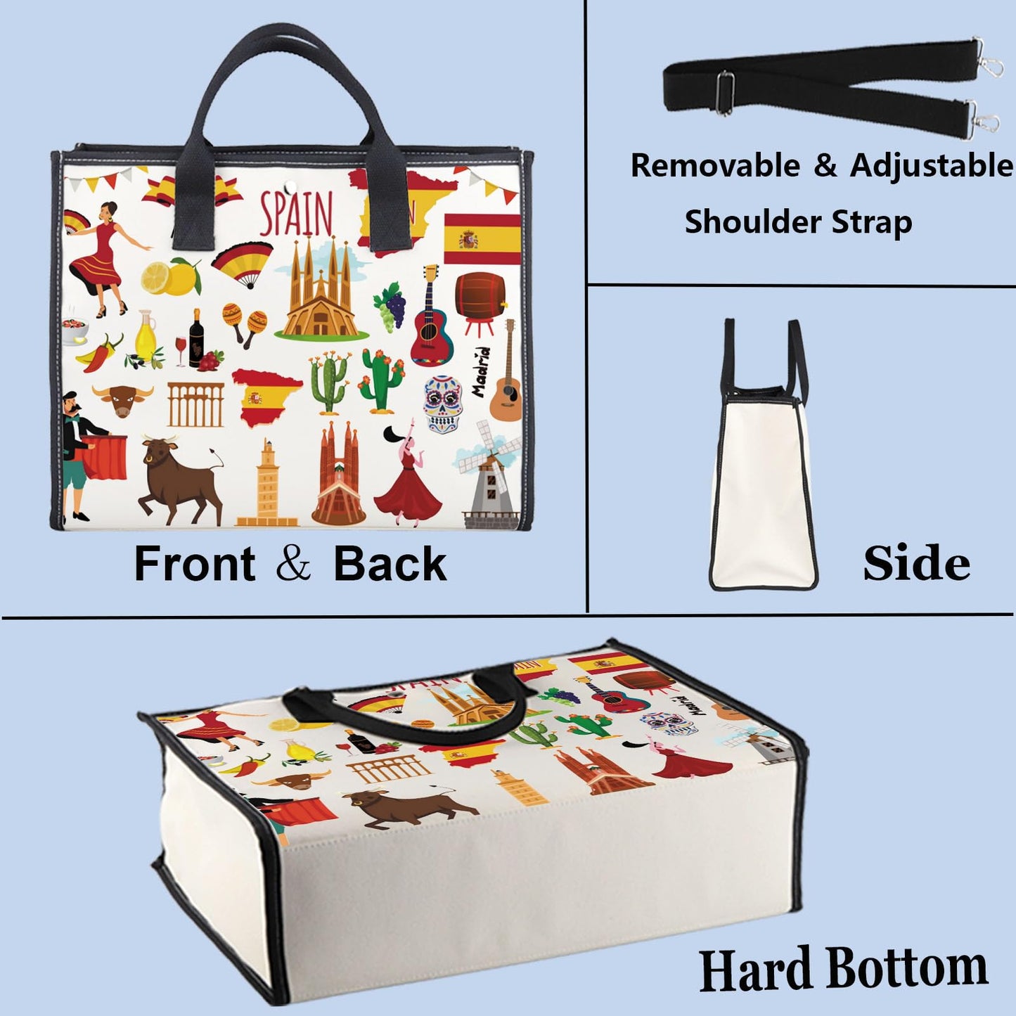 WZMPA Spain Travel Bag - Souvenir Gift Vacation Makeup Zipper Pouch Bag For Trip