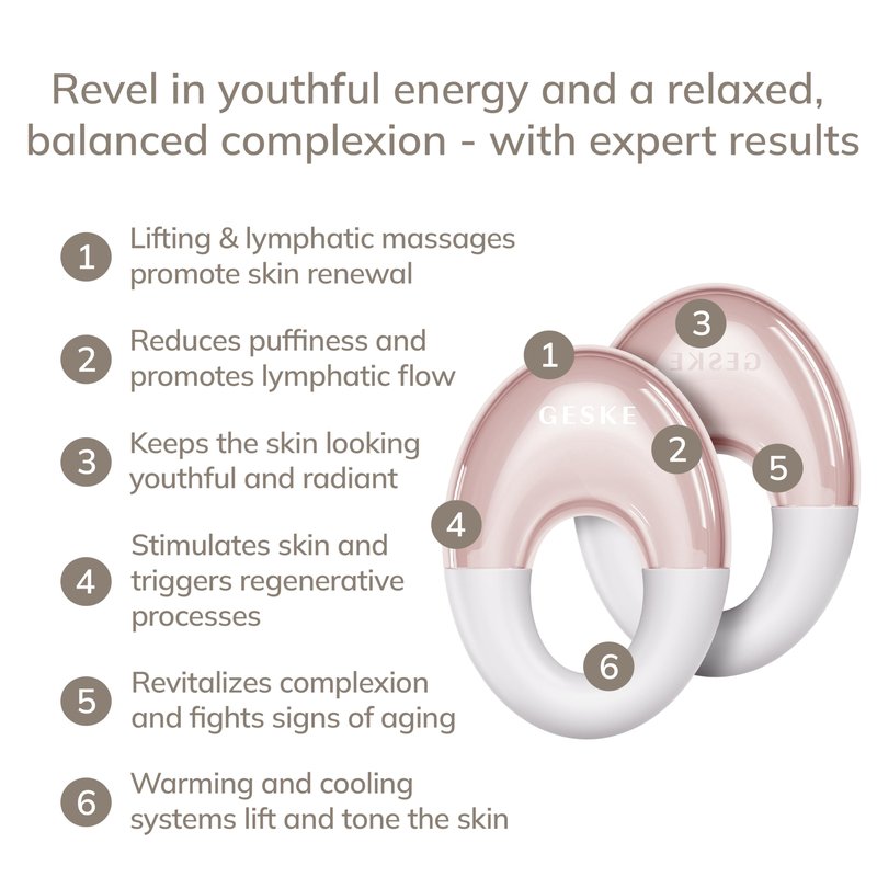 GESKE SmartAppGuided™ Cool & Warm Eye Massager | 7 in 1 | Multifunctional Massager | Eyes & Face | Battery-free Cooling & Warming | Firms, Relaxes & De-Puffs Skin | Ring-shaped Design for Easy Grip