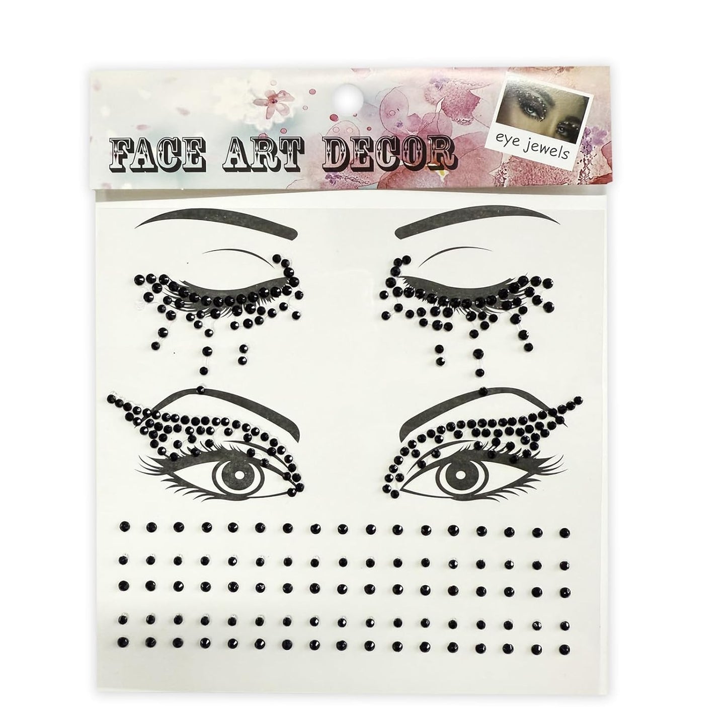 Winged Eyeliner Glam Face Gems - Crystal Eye Jewels Stick-On Tattoos | 3-Pack