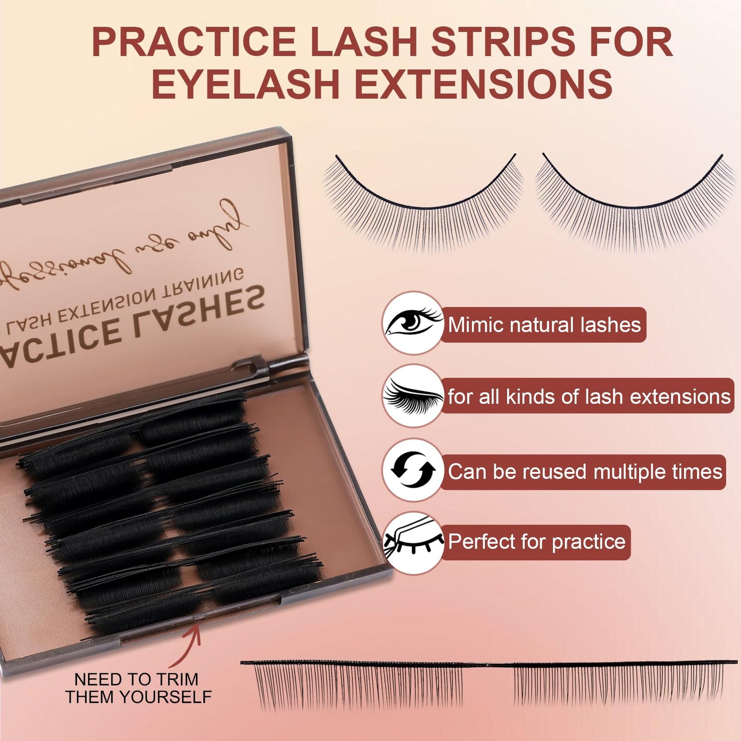 Miuffue Lash Practice Kit for Beginners with 80 Pairs Practice Lashes, Reusable Silicone Mapping Eye Pads, Latex-Free Eyelash Glue Training Eyelash Extension Supplies for Mannequin Head
