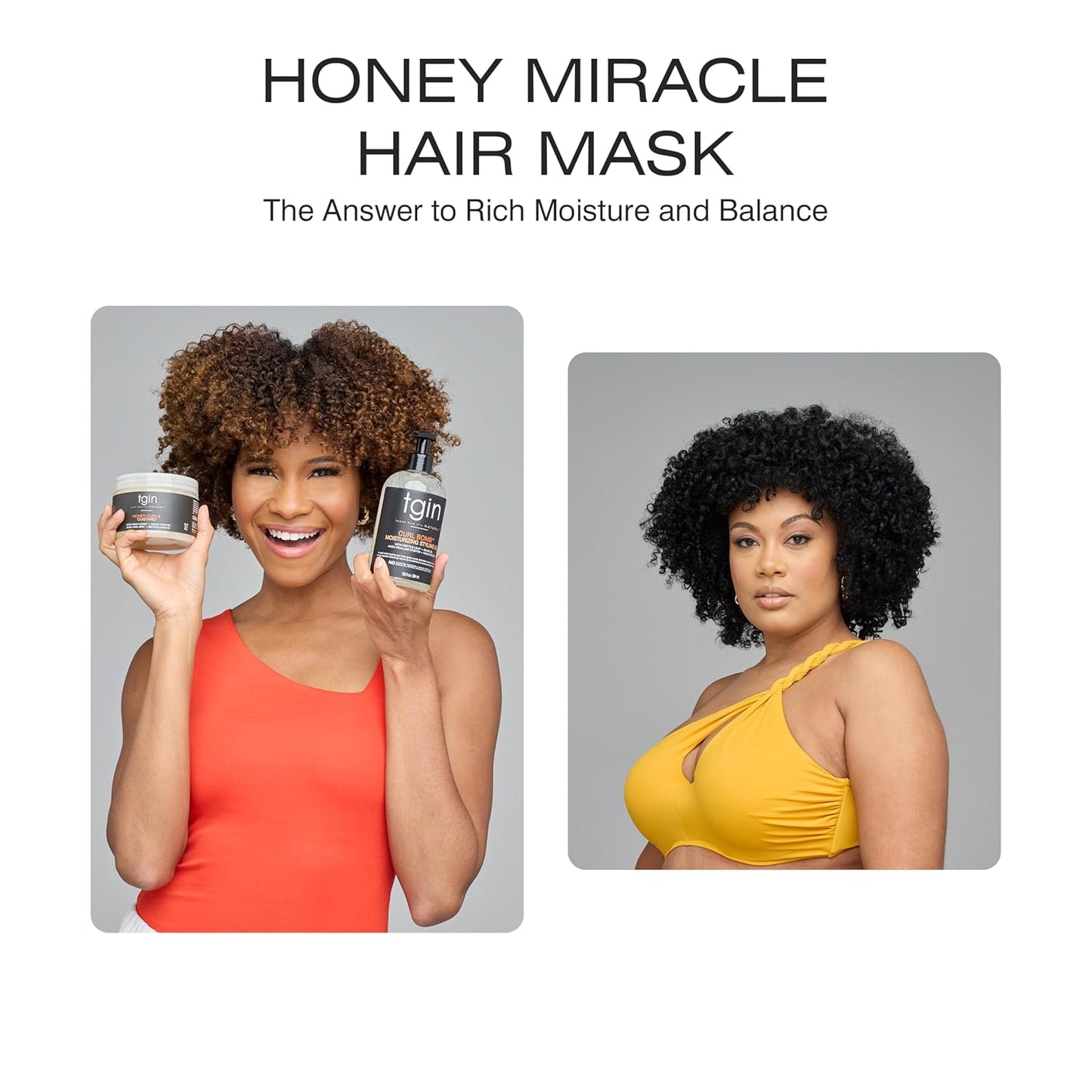 TGIN Honey Miracle Hair Mask Duo - Deep Conditioning for Natural Curly Hair | 12 oz (Pack of 2)