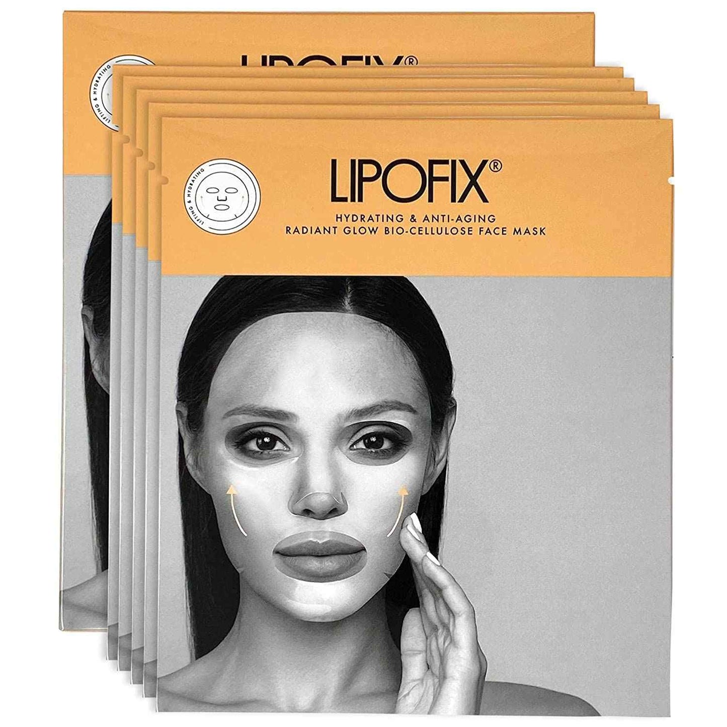 LIPOFIX Anti Aging Lifting Hydrating Facial Bio Cellulose Face Mask Sheet For Fine Line Reducing And Skin Radiance. Made in Korea 5 Masks