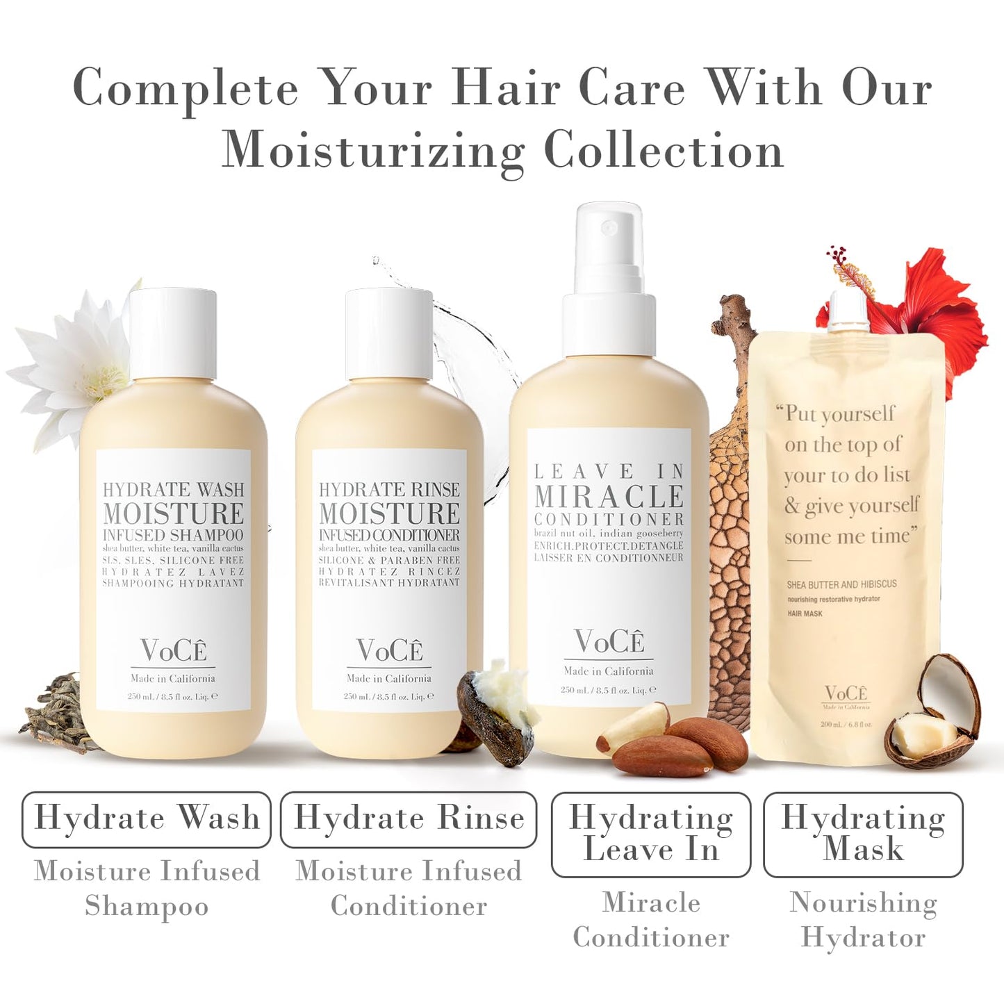 VoCÊ Haircare – Natural Shea Butter & Hibiscus Moisture Hair Mask | Conditioning, Hydrating, Restorative Treatment for Dry Damaged Hair | Non-Toxic, Cruelty-Free, Vegan Haircare (6.8 oz | 200 ml)
