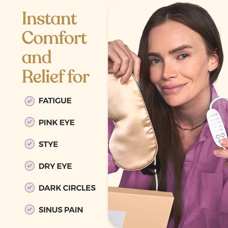 Heated Eye Mask for Dry Eye Relief - Stye Treatment, Warm Compress for Sinus, Electric Warming Patch With Moist Heat - Black
