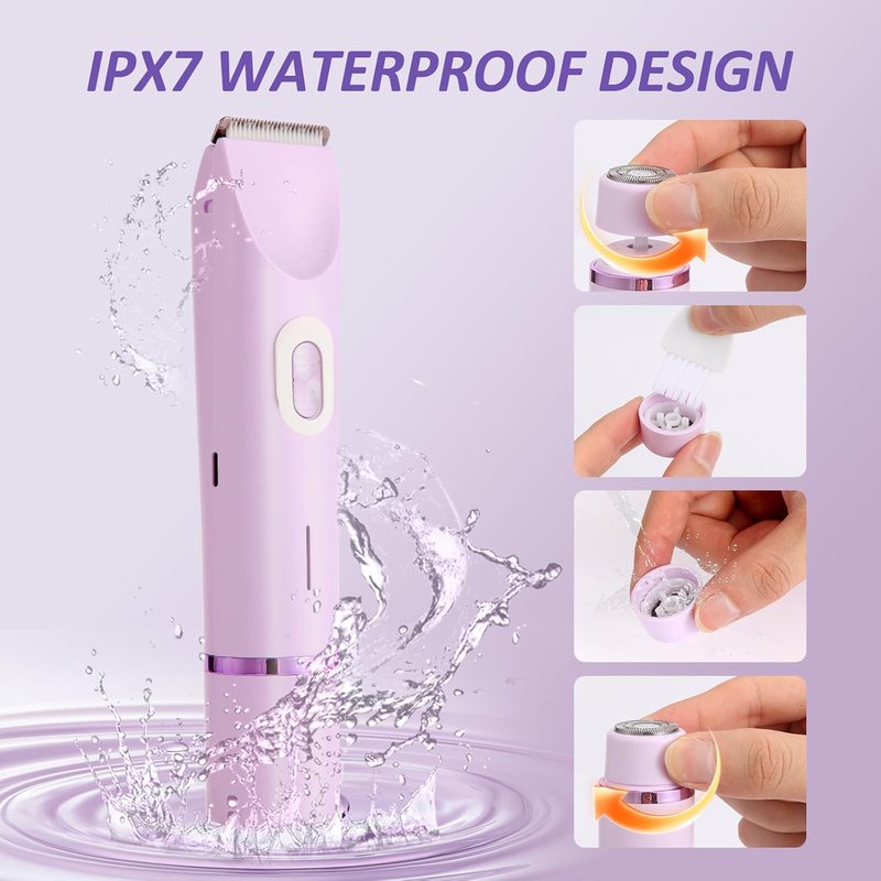 Bikini Trimmer for Women - 2-in-1 Cordless Electric Razor | Hypoallergenic, Waterproof, Wet & Dry Use