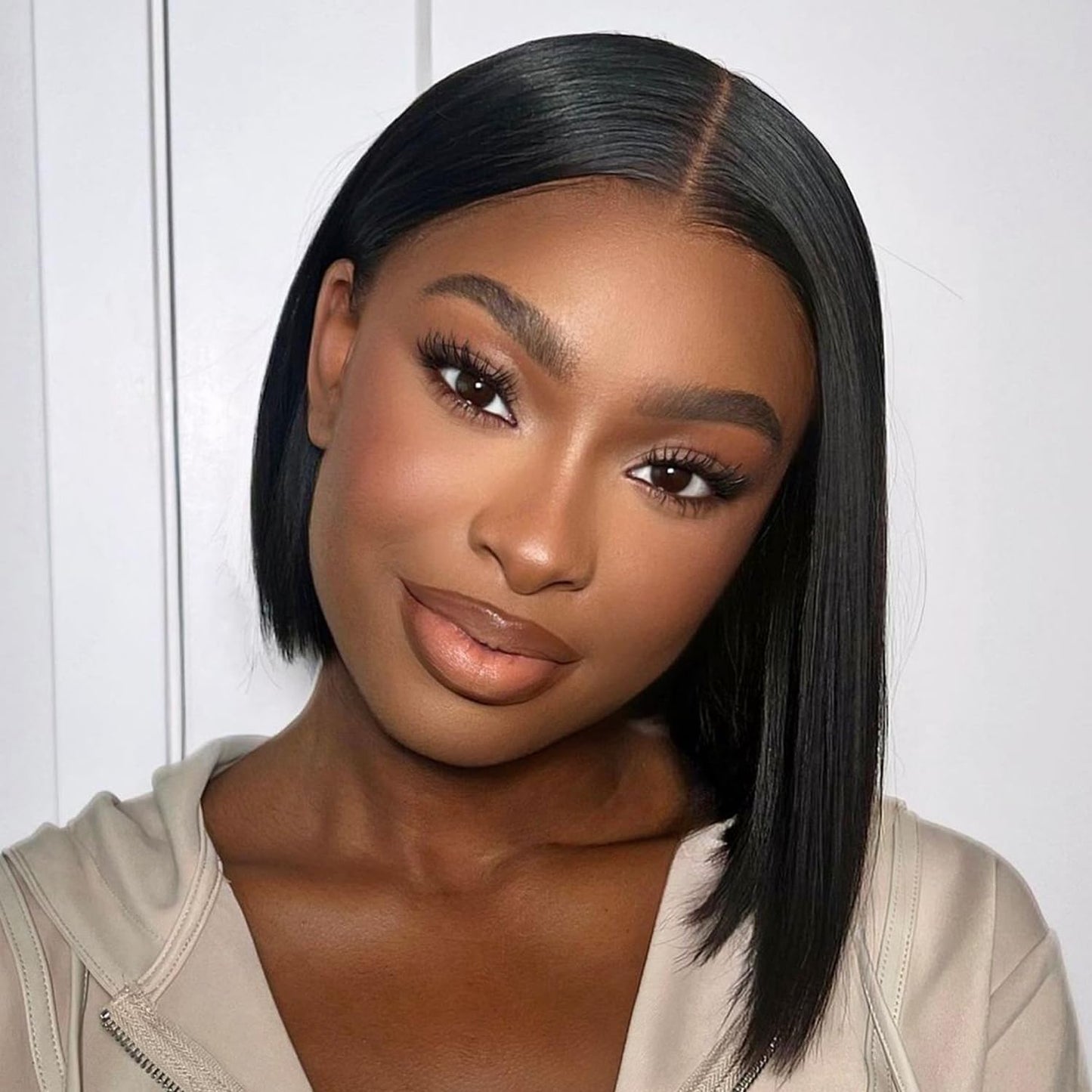 Perselene Wear and Go Glueless Bob Wig Human Hair Pre Plucked Pre Cut 4x4 HD Transparent Lace Front Wigs for Black Women Straight Short Bob Wigs Human Hair 180 Dentisty Natrual Color 10 Inch