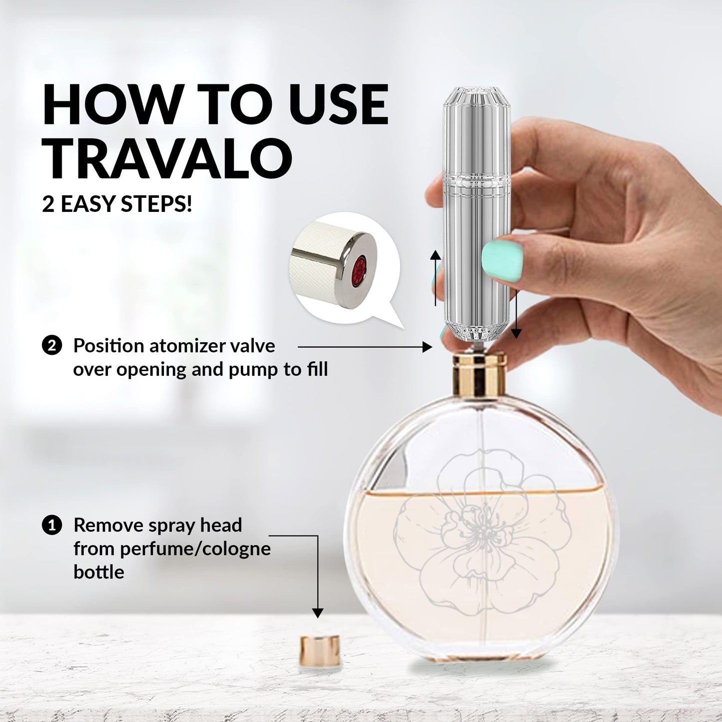 Travalo Bijoux Oval Perfume Atomizer - Leak-Proof and TSA Approved for Air Travel - Reusable Airtight Easy Fill Mini Pump Sprayer - Lightweight Portable - Crystal-Like Outer Shell - Gold 0.17oz