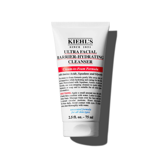 Kiehl's Ultra Facial Barrier-Hydrating Cleanser, Cream-To-Foam Non-Stripping Daily Face Wash For All Skin Types, Including Sensitive - 2.5 Fl Oz