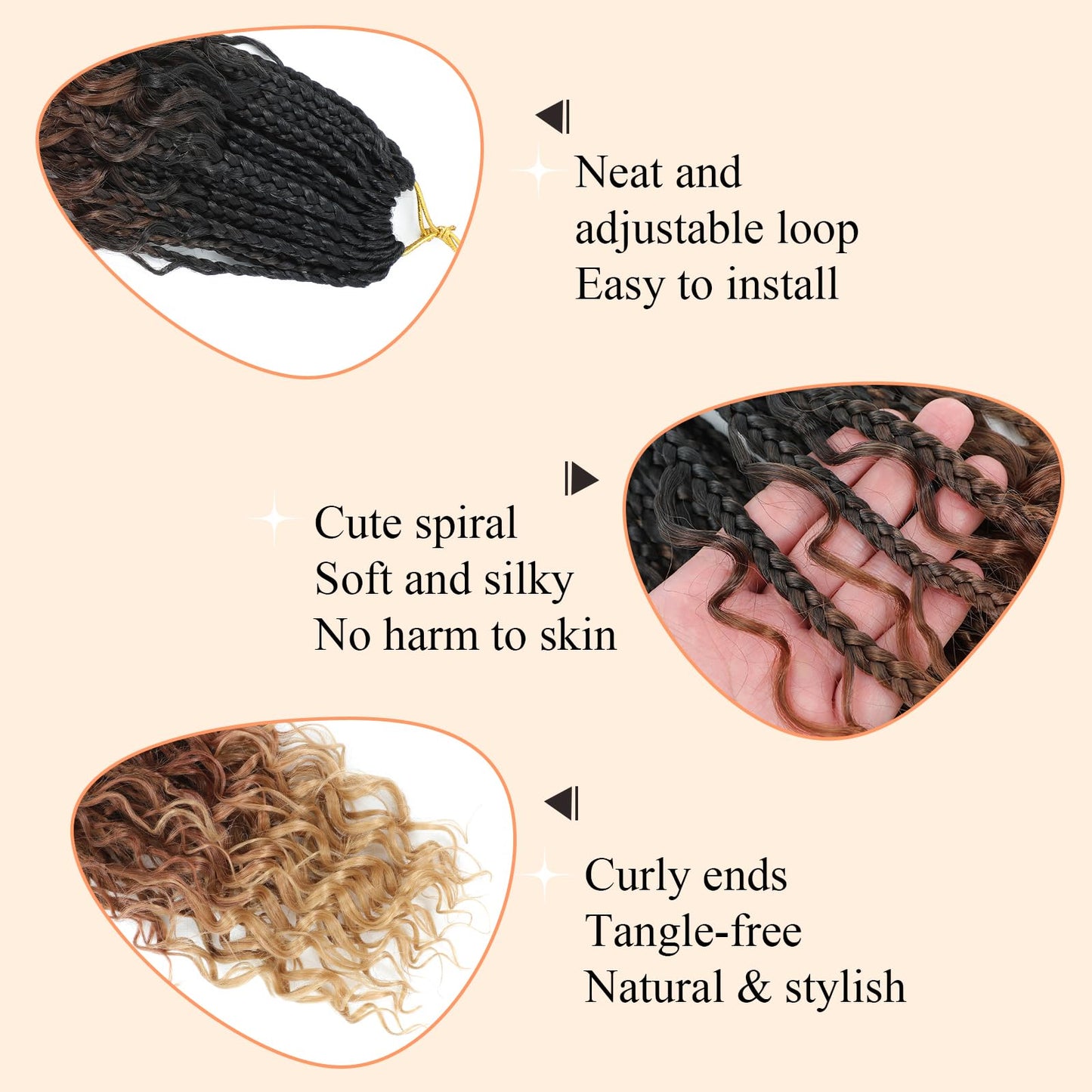 9 Packs Goddess Box Braids Crochet Hair 14 Inch Pre Looped Boho Crochet Braids Box Braids Crochet Hair With Curly Ends Crochet Braids Bohemian Synthetic Hair For Women (14 Inch, 1B/30/27)