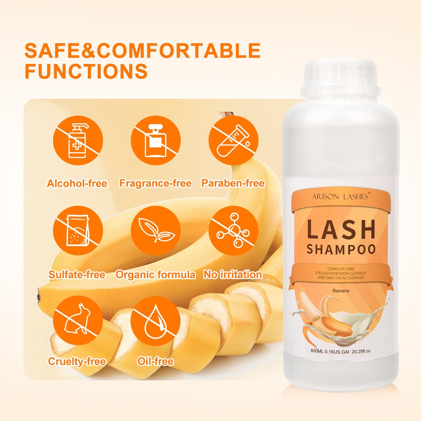 ARISON LASHES Lash Shampoo Large Bottle Eyelash Cleanser 900ML, Professional Lash Shampoo for Lash Extensions Premium Eyelid Foaming Cleanser for Salon and Home Use（aloe）